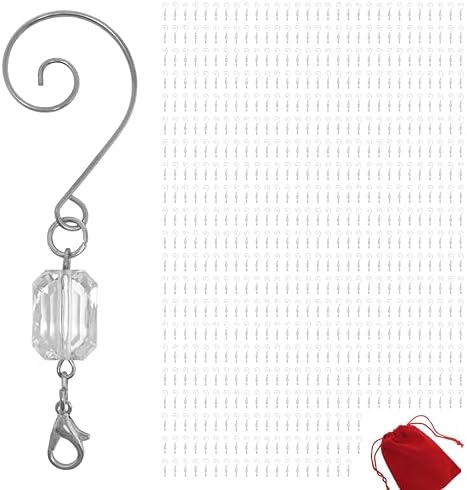Christmas Ornament Hooks Clear Acrylic Hangers with Silver Wire, Pack of 600, 3 Inch Ornament Hangers for Christmas Tree Decorations, Holiday Baubles, Keepsake Ornaments, Party & Seasonal Displays by BANBERRYDESIGNS