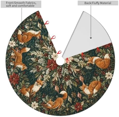 Fox Christmas Tree Skirt Tree Mat for Xmas Holiday Party Decorations Indoor Outdoor 36 Inch - Image 4