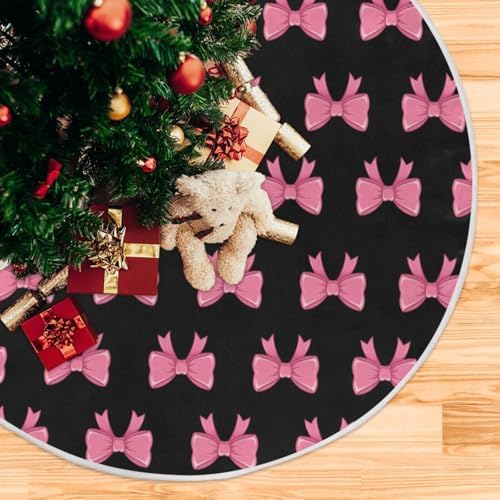 Blueangle 35.4-Inch Elegant Bows Christmas Tree Skirt - Soft Wrinkle-Resistant Polyester Holiday Tree Decor - Image 5