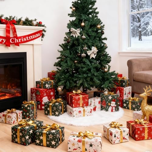 Christmas Tree Skirt White, 48 Inch Soft Faux Fur Xmas Tree Skirts, Large Luxury Velvet Plush Christmas Trees Decoration, White Ornaments for Christmas Holiday Party Indoor Party Home Decor - Image 4