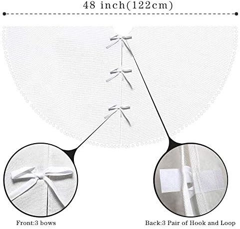48 inch Large Christmas Tree Skirt White Skirt Rustic Christmas Decorations - Image 2