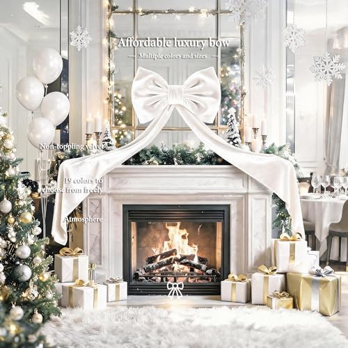 Big White Bows, Christmas Decorations, Velvet Christmas Tree Topper Bow, 52 x16 Inch, Giant Christmas Bow Decorations for Home Wreath Door Wall for Tree, Wedding, Birthday, Wreath, Door, Wall Decor - Image 7