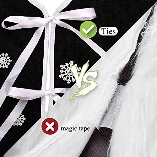 30 Inch Black Burlap Christmas Tree Skirt with White Snowflakes - Image 4