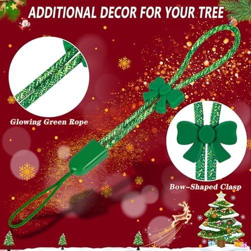 24 Pack Christmas Ornament Hooks, Adjustable No Slip Strings, Shiny Green - Image 2