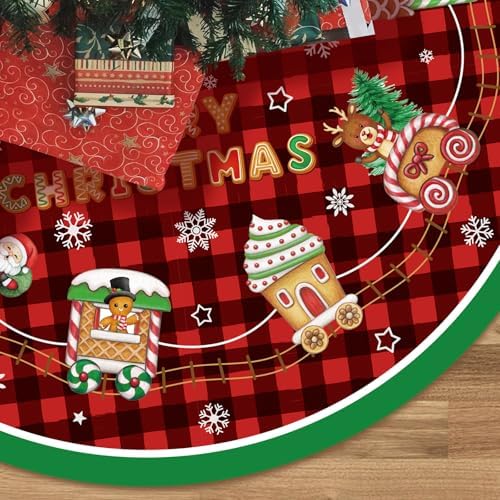 Blosssound Christmas Tree Skirt Buffalo Plaid,48 Inch,Gingerbread Man,Plaid by Blosssound