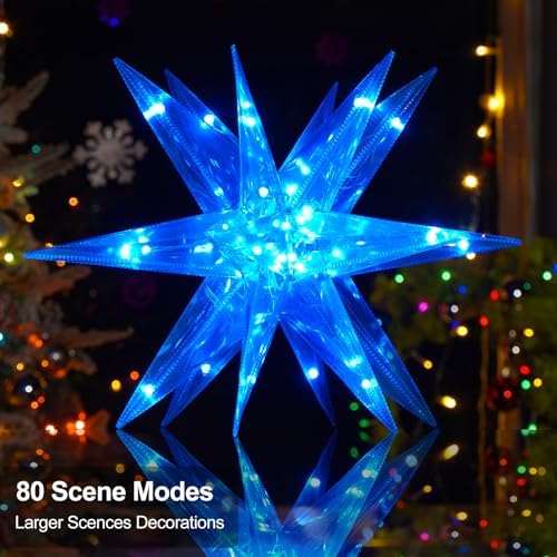 Christmas Star Tree Topper, 13.8" Xmas Smart Tree Decorations, Crystal-Like 3D Polygonal Shell, App Control LED Christmas Light, Music Sync RGB Color Changing with Remote for Indoor and Outdoor Decor - Image 4