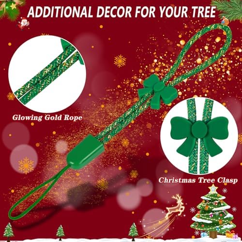 36 Pack Christmas Ornament Hooks, Adjustable No Slip Strings, Shiny Green - Image 3