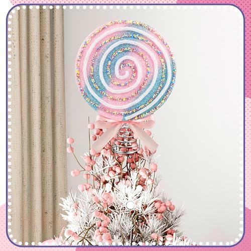 WHYMEO 7.9 Inch Candy Christmas Tree Topper, Peppermint Swirl Decor - Image 4