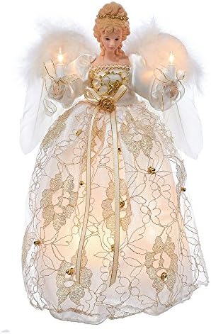 Kurt Adler Ul 10 Light Ivory and Gold Angel Treetop, 12" by KurtSAdler