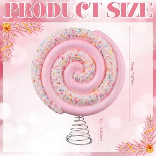 Gejoy Candy Tree Topper Pink Pastel Lollipop Tree Topper Candy Cane Treetop Decoration for Halloween Christmas Xmas New Year Birthday Party - Image 2