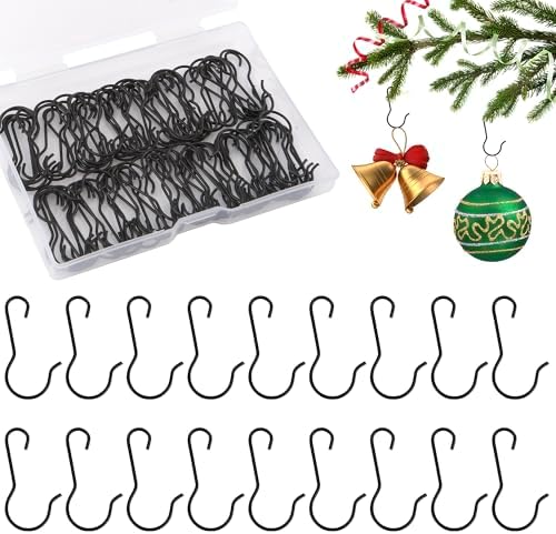 Ornament Hooks, 200 Pack Ornament Hangers, Christmas Ornament Hooks, Ornament Hooks for Christmas Trees, Christmas Hooks for Ornaments, Christmas Tree Hooks Ornaments Christmas Tree Decorations, Black by Unknown