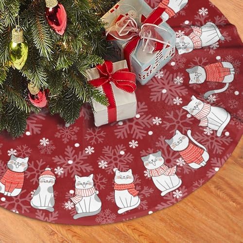 Cat Christmas Tree Skirt Funny Tree Mat for Farmhouse Xmas Holiday Party Decorations Indoor Outdoor 36 Inch by juniissl