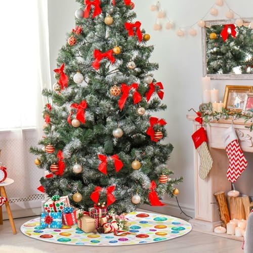 Colorful Easter Eggs Tree Skirt 36" Spring Floral Egg Art Christmas Tree Skirts Happy Easter Day Xmas Mat for Holiday Festival Party Decor - Image 4