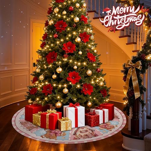 Pink Christmas 48in Tree Skirt, Christmas Tree Decor - Image 4