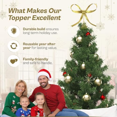 HUTHDAK Large Gold Bow Christmas Tree Topper,9.4 Inch Metal Tree Topper,Gold Bow Christmas Decorations for Xmas Home Decor Holiday Party Indoor Outdoor Shop Office - Image 5