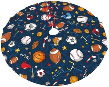Baseball Football Basketball Sport Theme Christmas Tree Skirt 48 Inch by Yomko
