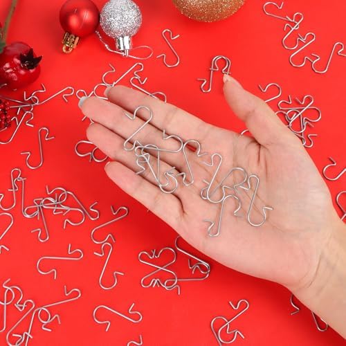 CCINEE 300pcs Ornament Hooks for Christmas Trees, Mini Silver Christmas Tree Ornament Hangers Heavy Duty Bendable Metal Hooks for Hanging Ornaments - Image 5