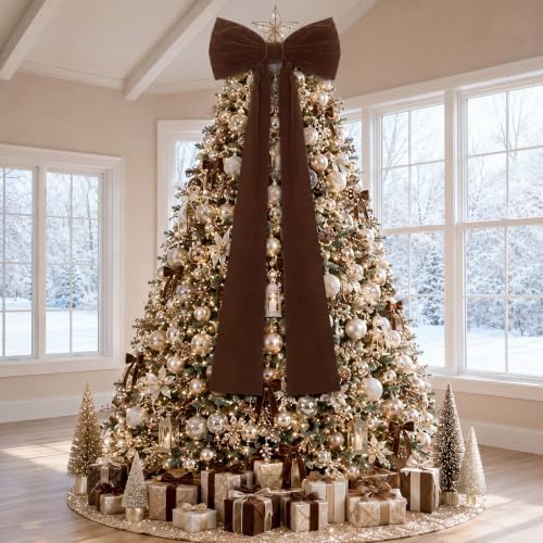 Knitgrip 2 Pack 20x71 in Christmas Large Velvet Bows, Brown - Image 4