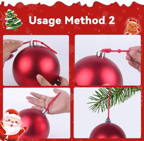 100 PCS Christmas Ornament Hangers Hooks, Adjustable Ornament Ribbon Hanger for Hanging Small & Large Heavy Ornaments, Xmas Ornament Hanging String for Christmas Tree Decorations Bauble (Red) - Image 5