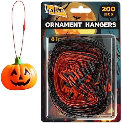 Christmas Ornament Hooks Black and Red - 200 pcs Durable Ornament Hangers - Pre-Cut Ornament String with Snap for Christmas Tree by Leafeon