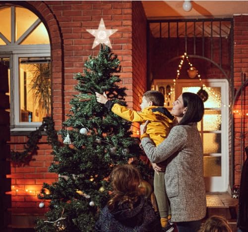 LAMPHOME Christmas Tree Topper, Christmas Star Tree top Decor Light for Christmas Holiday Home Fit for General Size Xmas Tree(9 Inch 10 Lights Clear Colour) - Image 3