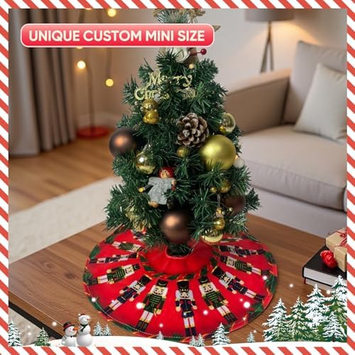 15 Inch Mini Christmas Tree Skirt, Marching Nutcrackers - Image 2
