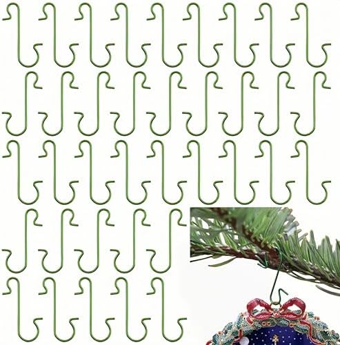 120Pack Christmas Ornament Hooks Easter Egg Hook Metal Wire Hooks S-Shaped Hangers with Storage Box for Xmas Tree Decorations (Green) by Unknown
