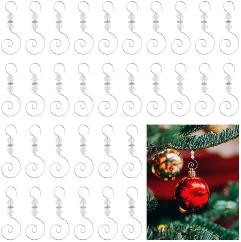 120Pcs Antique Silver Christmas Ornament Hooks Iron S-Shaped Metal Hooks Ornament Hook with Acrylic Beads Decorative Ornament Hanging Hangers for Tree Festival Decoration by CRAFTYMELODY