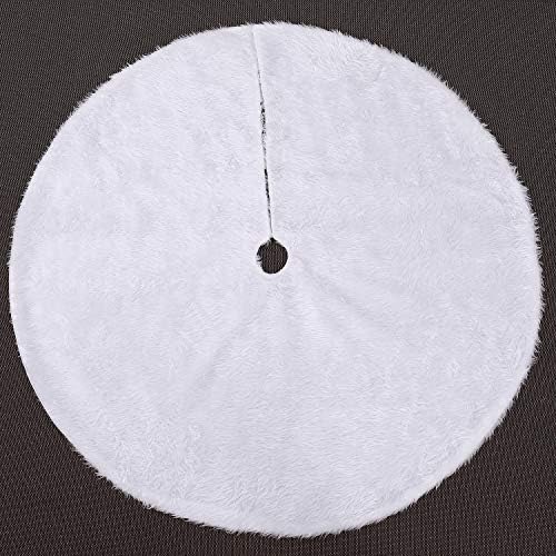 Sattiyrch Faux Fur Christmas Tree Skirt 48",White Xmas Decorations for 8ft 9ft Christmas Tree (White, 48in) - Image 2