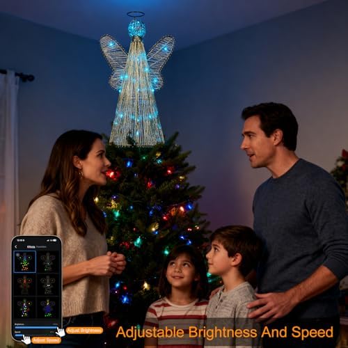 12" Smart Christmas Tree Star, Angel Tree Topper Star, 80 Lighting Modes, Multicolor Flash/Solid, App & Remote Control, Music Sync, DIY Colors, USB Powered for Xmas Holiday Decor - Image 4