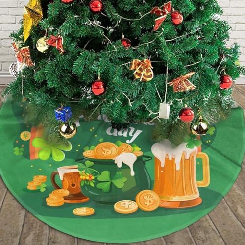 Rainbow St Patricks Day Tree Skirts Xmas Ornaments, Green Tree Skirt for Christmas Party Holiday All Occasions 36" - Image 4