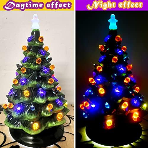 117pcs Halloween Ceramic Tree Replacement Lights Bulbs, Including Spider/Pumpkin Head/Grey Flame & 2pcs Themed Tree Tops (Including Ghost/Pumpkin King) for Decorating Holiday Trees, Etc. - Image 4