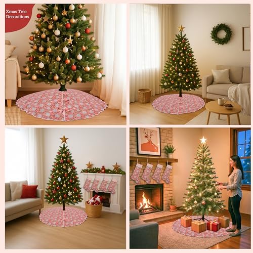 Ridhi Dark Salmon Hand Block Print Cotton Christmas Tree Skirt 60 Inch - Image 7