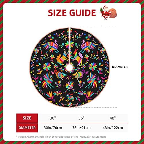 DKJlitter Christmas Tree Skirt 48 Inch, Ethnic Mexican Otomi Style Pattern - Image 5