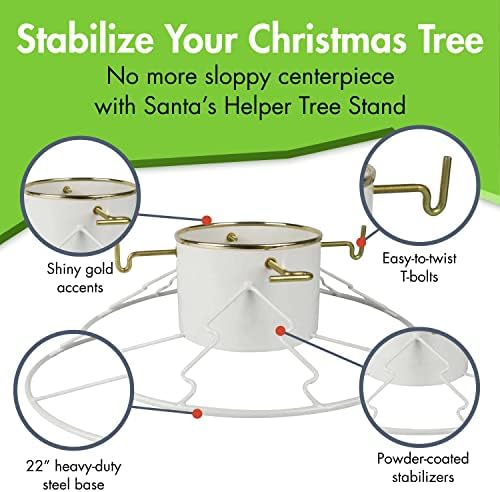 Yard Butler Santa's Helper - Easy to Use & Assemble Christmas Tree Stand - Durable & Sturdy Stand Made with Anti-Rust Steel - Beautiful Addition to Holiday Decor - 6' to 11' Trees - White - Image 3
