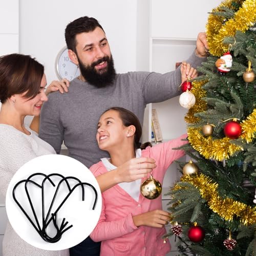 100 Pcs Christmas Ornament Hooks, Metal Wire Hanging Hook, Adjustable C-Shaped Ornaments Hanger for Christmas Tree Decoration, Garland (Black, 1.18??0.5 inch) - Image 4