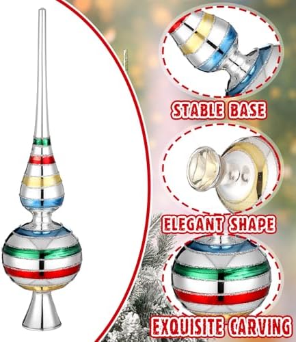 Gejoy Mercury Glass Christmas Finials Tree Topper Silver Ornaments - Image 5