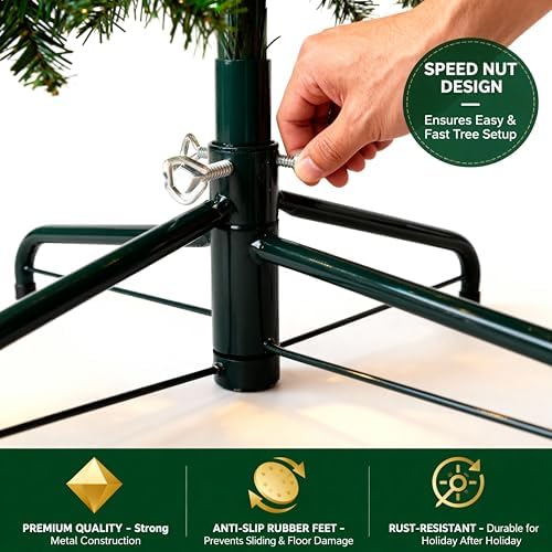 Christmas Tree Stand for Artificial Trees Holder 40cm Metal Base Heavy Duty Foldable Height Extender Legs with Adjustable Screws Sturdy Bracket for 4ft,5ft,6ft Green - Image 5
