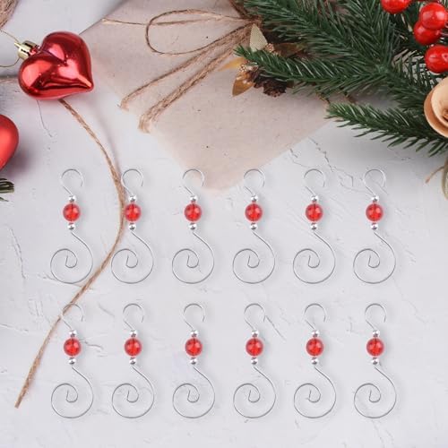 INCREWAY 30PCS Christmas Ornament Hooks, S-Shaped Metal Hooks, Decorative Hook with Crystal Beads for Hanging Ornaments, Decorations, Christmas Stockings - Image 4