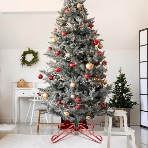 Foilswirl Christmas Tree Stand for Artificial Fake Tree Holder 4 to 8 FT Iron Metal Adjuatable Xmas Tree Base with Thumb Screw Indoor Outdoor Holiday Party Decor Fits Up to 1.4" Tree Trunk(Mix) - Image 5
