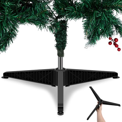 SEWACC Small Christmas Tree Stand, Plastic Christmas Tree Base Holder, Artificial Trees Pole Support, Black, 21.77 x 21.77 x 2.71 Inch by SEWACC