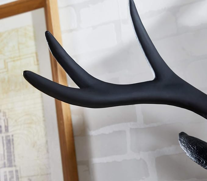 Notakia 20 inch Large Wall Charmers Black Faux Deer Head Faux Taxidermy Animal Head Wall Decor - Handmade Farmhouse Decor - Rustic Wall Decor Deer Antlers