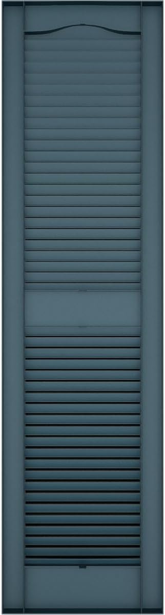 Ekena Millwork Lifetime Vinyl LL1S14X04300MB Standard Cathedral Top Center Mullion, Open Louver Vinyl Shutters, w/Installation Shutter-Lok's & Matching Screws (Per Pair),14 1/2"W x 43"H, Midnight Blue