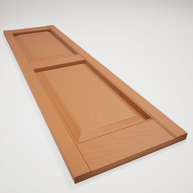 14 3/4"W x 35"H Lifetime Vinyl, Standard Two Equal Panels, Raised Panel Shutters, w/Installation Shutter-Lok's & Matching Screws (Per Pair), Treated Cedar