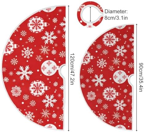 Snowflake Ball Baubles Christmas Tree Skirt Small Xmas Tree Skirts Decorations 36 in Burlap Tree Mat Cover for 4 ft Trees Holiday Party - Image 4