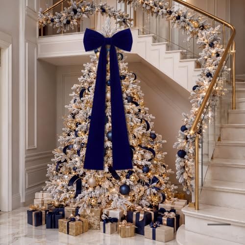 Knitgrip 1 Pack 20x71 in Christmas Large Velvet Bows, Royal Blue - Image 5