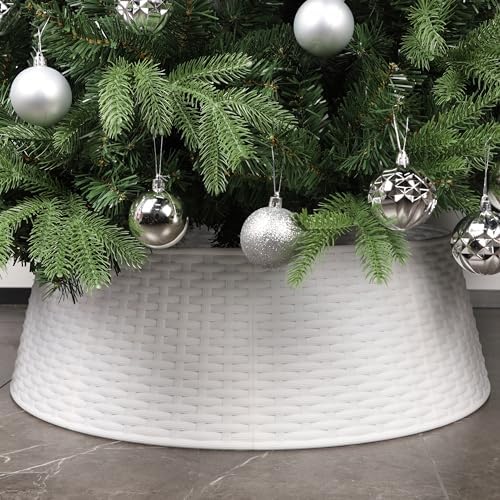 Blissun Christmas Tree Ring, 28.5" Plastic Christmas Tree Collar, Christmas Tree Skirt for Artificial Christmas Trees Decoration (Extra Large, White) by Blissun