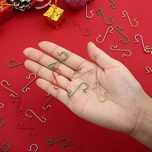 Tatuo Xmas Ornament Hooks Metal Wire Hooks Ornament Hangers with Storage Box for Christmas Tree Decoration(201, Gold, Silver, Red and Green) - Image 6