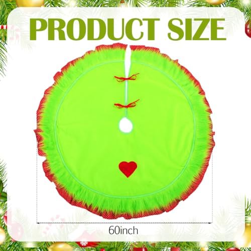 Soulchen 60 Inch Lime Green Christmas Tree Skirt Felt Tree Collar - Image 2