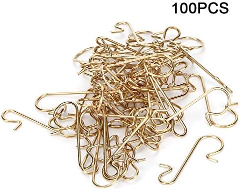 Aramox Christmas Tree Hook Metal S Shape Ornament Hooks 100pcs 1.2 X (Gold) - Image 4